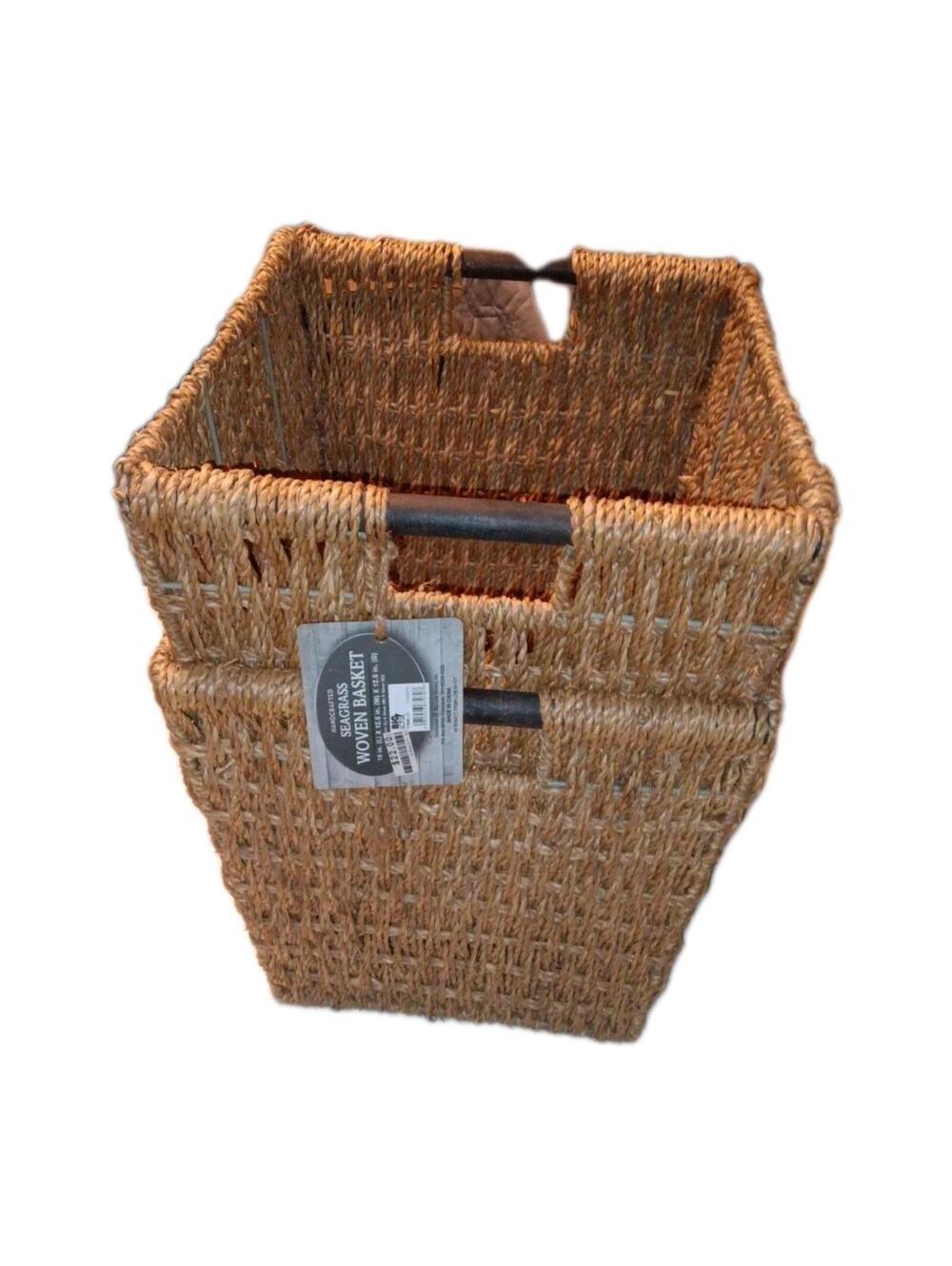 2 large Seagrass Woven Baskets Mix & Match Creative Storage 15"X12" 12 Deep NWT